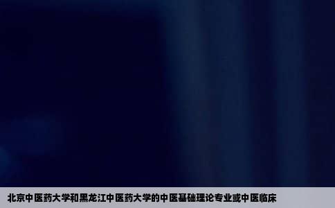 北京中医药大学和黑龙江中医药大学的中医基础理论专业或中医临床